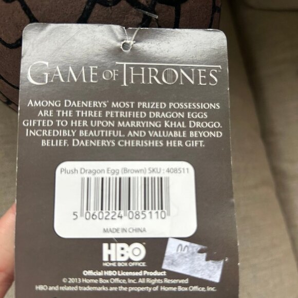 Game of Thrones Dragon egg plush New deadstock HBO 2013 brown 6" collectible - Picture 6 of 11